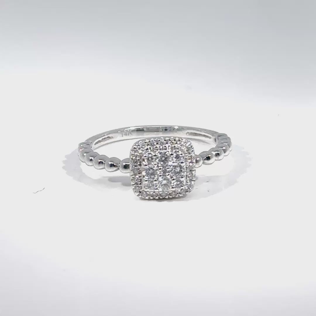 Anillo Oro Blanco 14 Kt Diamantes