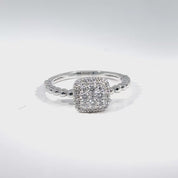 Anillo Oro Blanco 14 Kt Diamantes