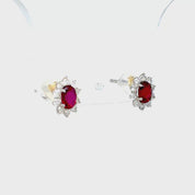 Aros Rubíes y Diamantes Oro Blanco 18 Kilates