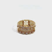 Anillo Tejido Oro 18 Kt Diamantes