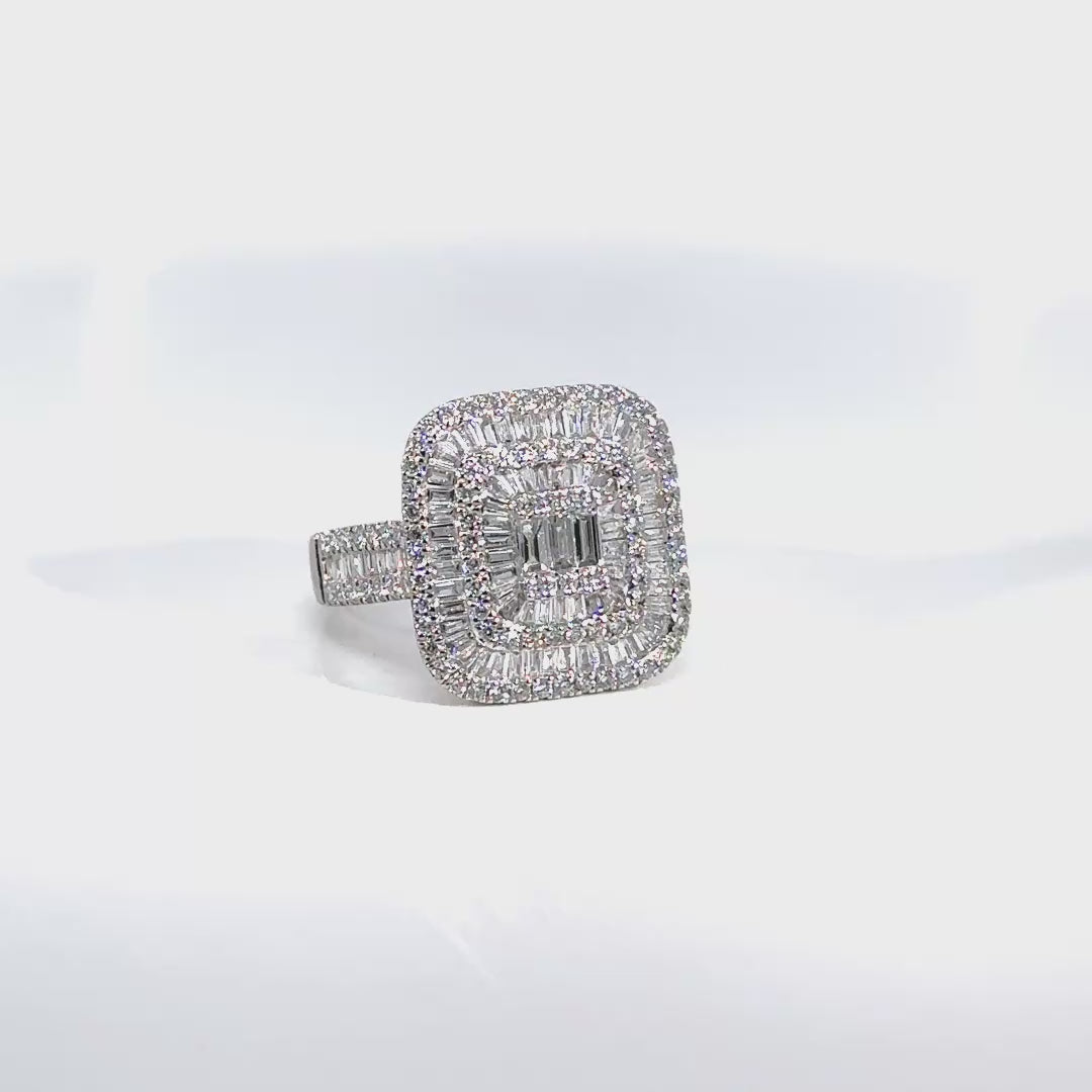 Anillo Imperiale Baguette Oro Blanco 18 Kt Diamantes