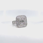 Anillo Imperiale Baguette Oro Blanco 18 Kt Diamantes
