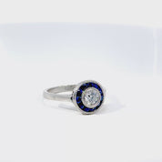 Anillo Halo Zafiro Azul