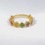 Anillo Rainbow Diamantes Oro Amarillo 18 kt